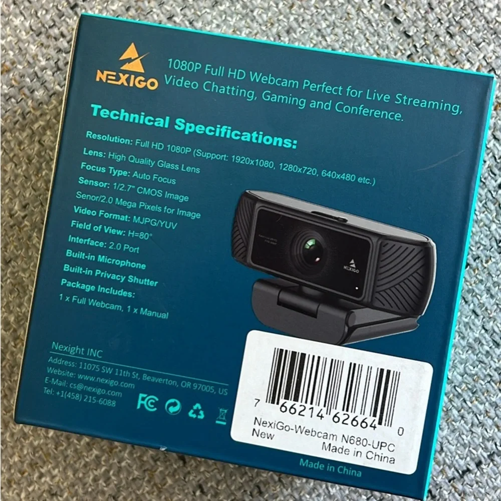 BNWT NexiGo N680 business webcam has a 1080P FHD resolution
